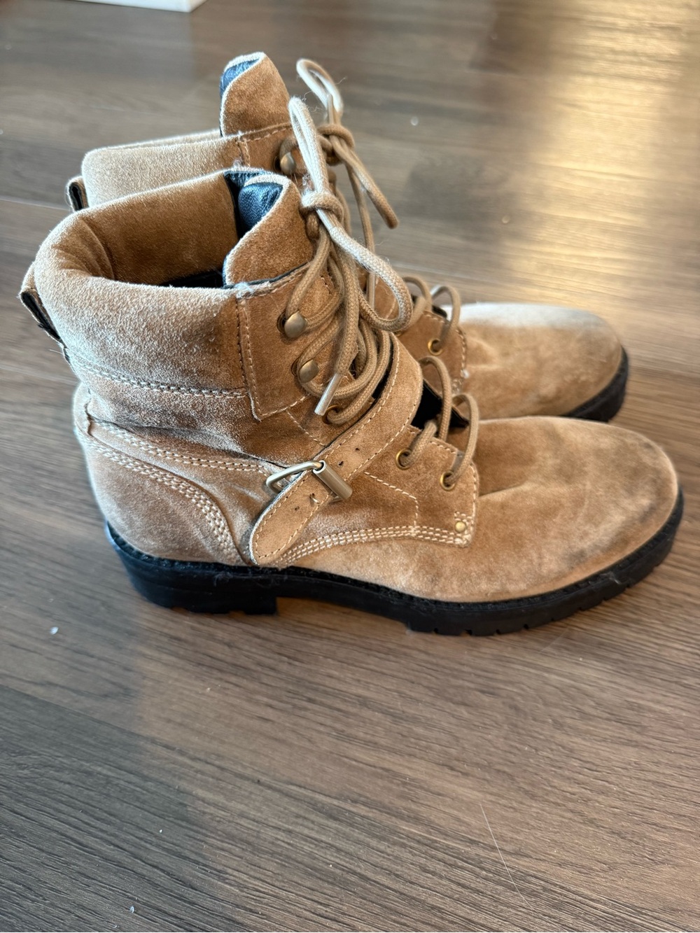 All Saints Paulina Suede Lace-Up Desert Boots in Tan